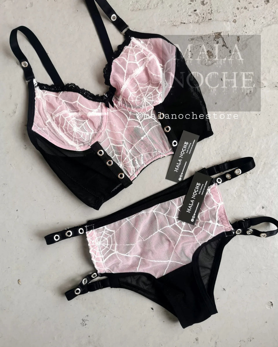 Set Bra and Panty Pink Spider