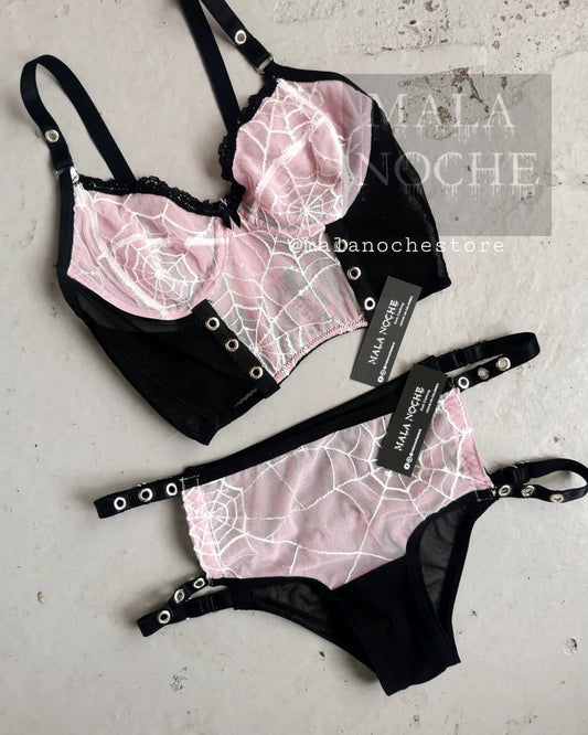 Set Bra and Panty Pink Spider